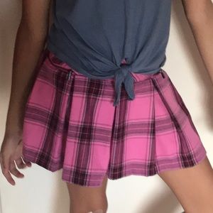 Pink plaid skirt
